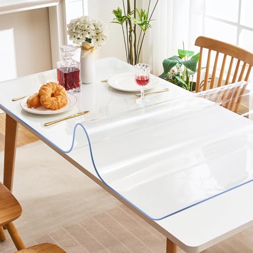 Clear Plastic Dining Table Protector Tablecloth Desk Blotter Pad Mat Wooden Furniture Coffee Glass End Side Console Corner Bar Table Top Protection Countertop Cover Waterproof PVC Vinyl 20x36 Inch SPLENDEFUL