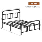 Shintenchi Full Size Metal Platform Bed Frame with Headboard & Footboard, Steel Slat Mattress Foundation, Under Bed Storage, Noise-Free, No Box Spring Needed, Black Round Shintenchi