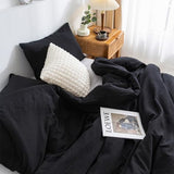 Ultra-Soft Black Twin Comforter Set, Washed Cotton 2 Piece Fluffy Lightweight Down Alternative Bedding Comforter for All Seasons - 1 Conforter and 1 Pillowcase - Twin/Twin XL Size Signal Dorm Kids Bed COTTEBED