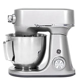 GE Tilt-Head Electric Stand Mixer | 7-Speed, 350-Watt Motor | Includes 5.3-Quart Bowl, Flat Beater, Dough Hook, Wire Whisk & Pouring Shield | Countertop Kitchen Essentials | Granite Gray GE