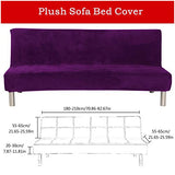 MIFXIN Armless Sofa Bed Cover Stretch Futon Slipcover Plush Thick Solid Color 3 Seat Full Folding Sofa Couch Futon Furniture Protector Without Armrests (Purple) MIFXIN