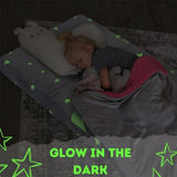 MeMoreCool Glow Star Kids Foldable Floor Mattress Mat with Carry Bag, 3-in-1 Tri-Fold Futon, Soft Plush Glow Cover, Portable for Travel, Grey 63x26 Inch MeMoreCool