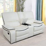 Ocstta Leather Recliner Sofa Set, Leather Couch Set for Living Room, Living Room Furniture Set with Storage Console & Cup Holder for Living Room/Office (Recliner Couch Set) Creamy White Ocstta