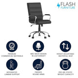 Flash Furniture Whitney Mid-Back Swivel LeatherSoft Desk Chair with Padded Seat and Armrests, Adjustable Height Padded Office Chair, Black Flash Furniture