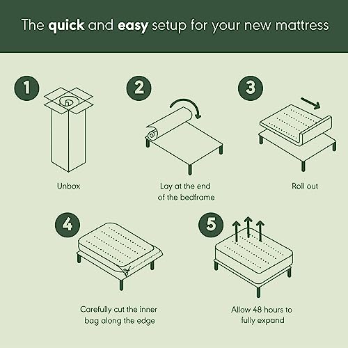 Furinno Tidur Cooling Gel Memory Foam Mattress, 6 Inch, King, White Furinno