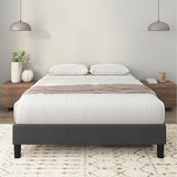 Zinus Curtis Upholstered Platform Bed Frame, Mattress Foundation, Wood Slat Support, No Box Spring Needed, Eco Friendly WonderBox (TM) Packaging, Dark Grey, Queen Zinus