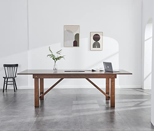 woJKod Pine Wood 8FT Table Rectangular, Kitchen Dining Table, Modern Conference Desk Table for Office-Bouns Socket/Console woJKod