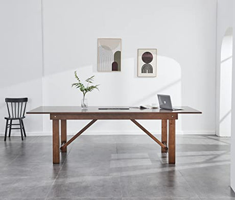 woJKod Pine Wood 8FT Table Rectangular, Kitchen Dining Table, Modern Conference Desk Table for Office-Bouns Socket/Console woJKod