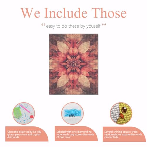 Kaleidoscope Floral pattern-107743 Diamond Painting Kits, DIY 5D Paint for Adults Kids, Full Drill Crystal Diamond Drawing Suitable for Home Wall Decoration Fhuyiks