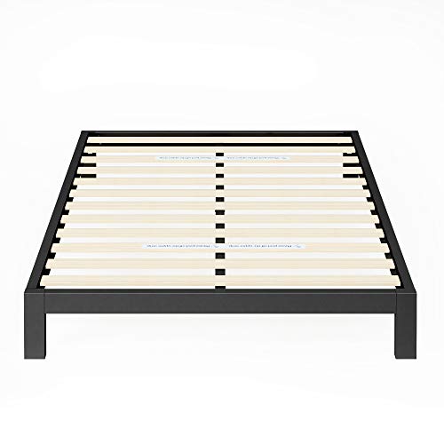 ZINUS Arnav King Metal Bed Frame with Wood Slat Support – No Box Spring Needed, Easy Assembly, Black - WoodArtSupply