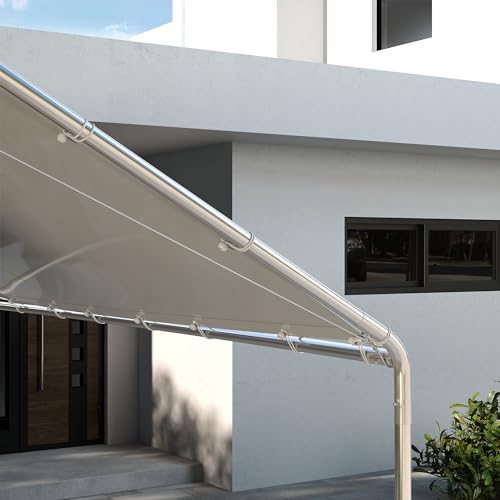 Outsunny 10' x 20' Carport Replacement Top Canopy Cover, UV Resistant and Water Resistant Car Port Portable Garage Tent Cover with Ball Bungee Cords, Outsunny