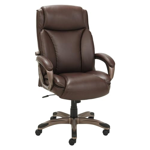 Alera Alera Veon Series Executive High-Back Bonded Leather Chair, Supports Up to 275 Lb, Brown Seat/Back, Bronze Base Alera