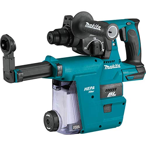 Makita XRH01ZWX 18V LXT® Lithium-Ion Brushless Cordless 1" Rotary Hammer, accepts SDS-PLUS bits, w/HEPA Dust Extractor Attachment, Tool Only Makita