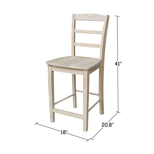 International Concepts 24-Inch Madrid Counter Stool, Unfinished - WoodArtSupply