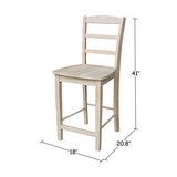 International Concepts 24-Inch Madrid Counter Stool, Unfinished IC International Concepts