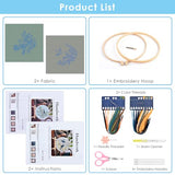 ERKOON Embroidery Kit for Beginners, 2 Set Floral Cross Stitch Set Include Embroidery Cloth Hoops Threads for Craft Lover Hand Stitch with Embroidery Skill Techniques (Hummingbird)