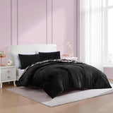 Betsey Johnson - Comforter Set, Luxuriously Soft Bedding with Matching Shams, Chic Bedding Set, Oeko-Tex Certified (Velvet Solid Black, Full/Queen) Betsey Johnson