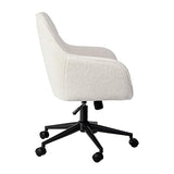 Martha Stewart Rayna Swivel Task Chair with Flared Arms for Home Office in White Boucle with Oil Rubbed Bronze Frame Martha Stewart