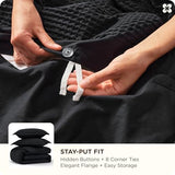 Bedsure Cotton Duvet Cover Set - 100% Cotton Waffle Weave Black Duvet Cover Oversized King Size, GentleSoft™ and Breathable Bedding Set for All Season, 3 Pieces, 120"x98" Bedsure