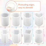 8PCS Reusable Silicone Candle Molds Set - Cylinder/Hexagon/Octagonal/Heart/Flower/Square Shapes for DIY Candle Making, Soap, Resin Crafts, Easy Release Candle Making Kit (8, Cylinder & Hexagon)