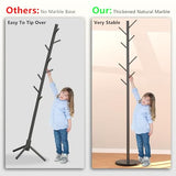Durmmur Heavy Duty Coat Rack with Natural Marble Base, Freestanding Metal Coat Stand with 8 Hooks, Modern Stable Coat Hanger Tree for Bags, Jacket, Clothes, and Hats, Black Metal Durmmur