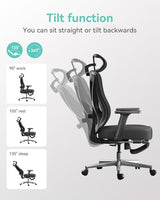 Hbada P5 Ergonomic Office Chair, Desk Chair with Adjustable Lumbar Support and Height, Comfortable Mesh Computer Chair with Footrest 2D Headrest, Swivel Tilt Function Black Hbada