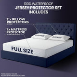 Waterproof Mattress Protector and Pillow Cases, Full Size, Includes +2 Zippered Pillow Protectors and 1 Mattress Cover Set, Fitted Sheet Style Deep Pockets with All Around Elastic Utopia Bedding