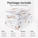 WeCozy Twin Size Comforter Set with Pillowcase, Cute Boho Rainbow Bohemian Nursery Soft 2 Pcs Bedding for Kids and Adults Bedroom Bed Decor WeCozy