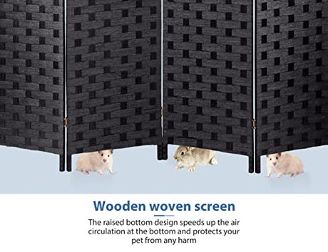 Room Divider 4 Panels Wall Dividers, 6 FT Height Wood Screen Room Screen Divider, 5.5 FT Width Folding Portable Partial Partition Freestanding Panel Screens for Indoor Home Office Bedroom Restaurant MKDLUFEI