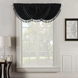 Royal Hotel Bedding Velvet Waterfall Valance, 1 Single Waterfall Valance, Top Rod Pocket Heavyweight Velvet, Black, 57 inches Wide by 37 inches Long (Single) Royal Hotel Bedding