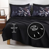 Xruibed Black Comforter Set King Size 7 Pieces Bed in a Bag, Botanical Floral Print Bed Sets, Elegant Flower Comforter with Sheet Set, Soft Microfiber Bedding Set for All Season (Black, 104"x90") Xruibed