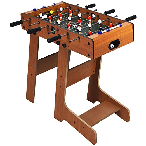 Giantex 27in Folding Foosball Table with 2 Mini Footballs, Score Keepers - ASTM Certified for Indoor Recreation, Great for Family Game Nights and Parties - WoodArtSupply