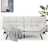 Opoiar 71-Inch Futon Sofa Bed, Convertible Guest Bed & Loveseat | Cozy Faux Leather with Adjustable Positions for Welcoming Living Rooms - White Opoiar