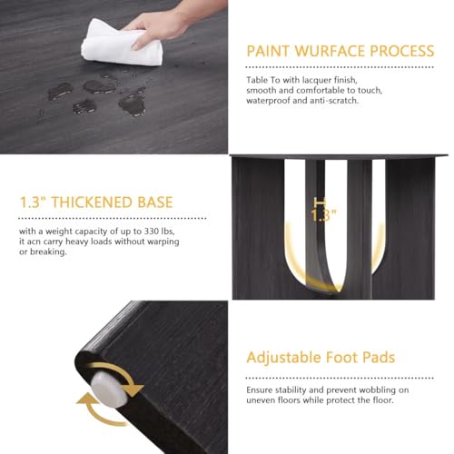 JIJIWANG 47.3" Round Dining Set with 4 Upholstered Dining Chairs, Modern Dining Table Set for 4, 5-Piece Round Dining Table Set for Living Room, Kitchen, Antique Black & Beige JIJIWANG