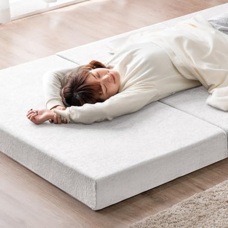 タンスのゲン TANSU NO GEN Japanese Futon Mattress, Twin XL, Made in USA, 純高反発 Foam Produced by Japan, Tri-Fold, Extra Thickness 4" Medium-Firm, Foldable, Sleeping Tatami Mattress for Floor, 85600100(92551) タンスのゲン