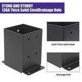 Nrspp 4x4 Post Base 8 Pcs,（Inner Size3.5"x3.5"）Wood Fence Pergola Post Bracket, Black Powder Coated Post Anchor,Deck Post Base Support Base Plate Pergola Brackets Fence Kit… Nrspp