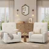 IDEALHOUSE Recliner Chair, 360° Swivel Rocking Glider Chair for Adults with Adjustable Backrest & Footrest, Cozy Linen Upholstered Armchair for Living Rooms, Bedrooms, Apartments, Beige
