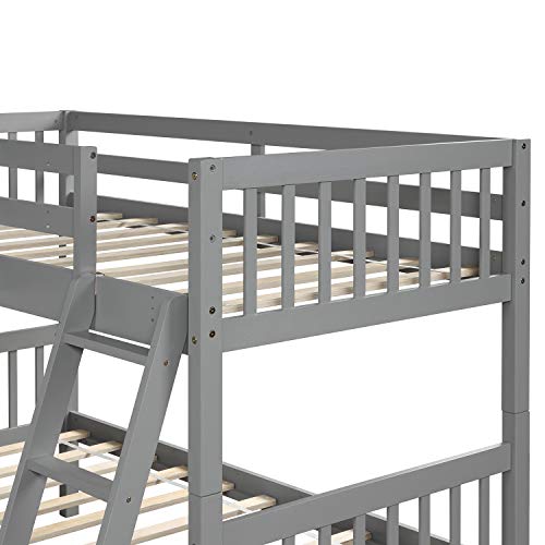 L-Shaped Bunk Bed Twin Over Twin, Quad Bunk Bed with Angle ladder and Security Guardrail, Twin size Bunk Beds Compatible with 4, Wooden Corner Bunk Beds Compatible with 0, Teens, Adults, No Box Spring MhaRt