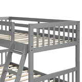L-Shaped Bunk Bed Twin Over Twin, Quad Bunk Bed with Angle ladder and Security Guardrail, Twin size Bunk Beds Compatible with 4, Wooden Corner Bunk Beds Compatible with 0, Teens, Adults, No Box Spring MhaRt