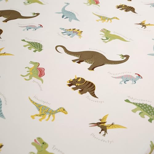 MAG 3PCS White Dinosaur Queen Size Bedding Sheet Sets Included 1*Fitted Sheet and 2 Pilowcase for Kids, Boys and Girls (Queen, White) MAG