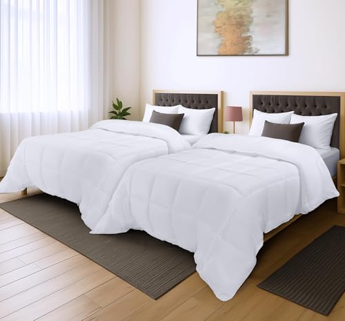 Utopia Bedding Comforter Duvet Insert, Quilted Comforter with Corner Tabs, Box Stitched Down Alternative Comforters Twin Size (White, Pack of 2) Utopia Bedding