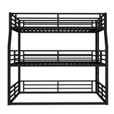 Bellemave Metal Triple Bunk Bed with Full-Length Guardrails, Full XL Over Queen Over Queen Bunk Bed for 3, Noise-Reduced, Metal Black Bellemave