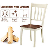 Giantex Wood Dining Chairs Set of 4, Solid Rubber Wood Armless Kitchen Chairs with Non-Slip Foot Pads, Easy to Assemble Dining Side Chair, Farmhouse Giantex