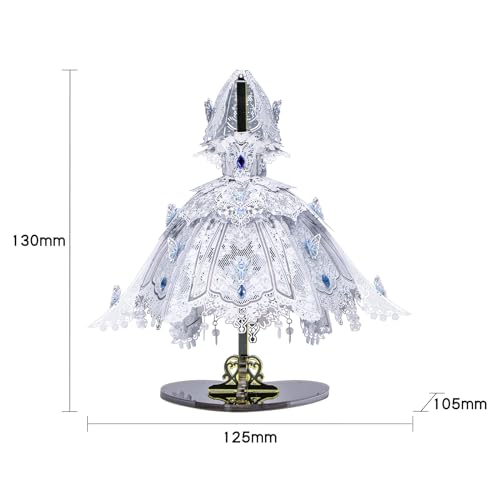 MU 3D Metal Puzzles for Adults Building Flowery Wedding Dress, Miniature Metal Model Kits Assembling, Birthday Bridal Gift DIY Toys Wedding Decoration Desk Decor Confidante Girlfriend Presents