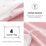 Erwinmu Floral Duvet Cover Set Twin Size,Pink Tulip Bow Ties Reversible Bedding Set with Heart Pattern for Girls Kids,Romantic Microfiber Comforter Cover 2Pcs with Zipper Closure and 1 Pillowcase Erwinmu