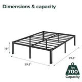 ZINUS Van 16 Inch Metal Platform Bed, Steel Slat Support, No Box Spring Needed, Eco Friendly WonderBox Packaging, Easy Assembly, Black, Queen ZINUS