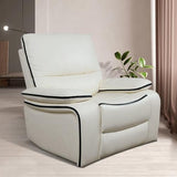 Ocstta Leather Recliner Sofa Set, Leather Couch Set for Living Room, Living Room Furniture Set with Storage Console & Cup Holder for Living Room/Office (Recliner Couch Set) Creamy White Ocstta