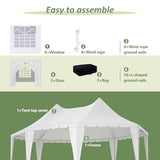 Outdoor Party Tent 20 X 15 FT White Party Tents for Parties with 2 Doors and 6 Removable Sidewalls Wedding Tents Double Pointed Top Design Heavy Duty Canopy for Weddings Backyard Events RocVanc