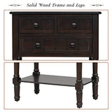 Knocbel Slim Antique Entry Console Table with Drawers & Bottom Open Shelf, Solid Wood Sofa Couch Table for Entryway Hallway Living Room (Espresso) Knocbel