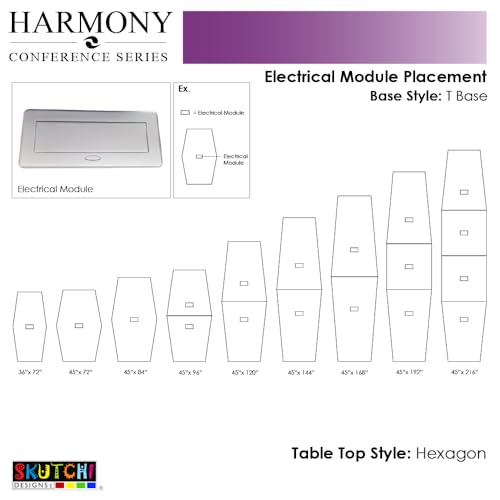 10 Person Hexagon Shaped Modular Conference Table with Power & Data | Matte Black Metal T-Bases | Scratch-Resistant | Harmony Series Meeting Tables for Offices | Natural Eucalyptus – 10 Ft SKUTCHI DESIGNS INC.